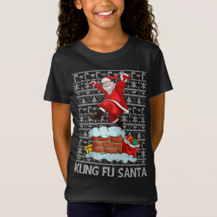T-Shirt Funky Kung Fu Santa Claus Chimney Laid Noël S