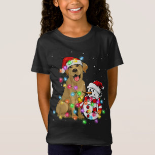T-Shirt Funky Labrador Chien Noël Tee Snowman Xmas Ligh