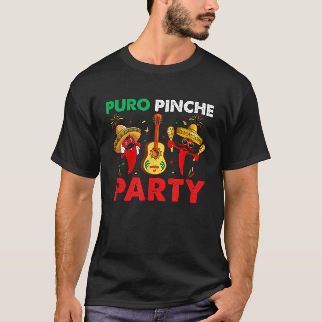 T-shirt Funky Mexicain Puro Pinche Party Pari Funny Retro (Devant)