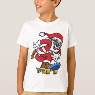 T-shirt Funky Modern Skateboard Père Noël Christmas Holida