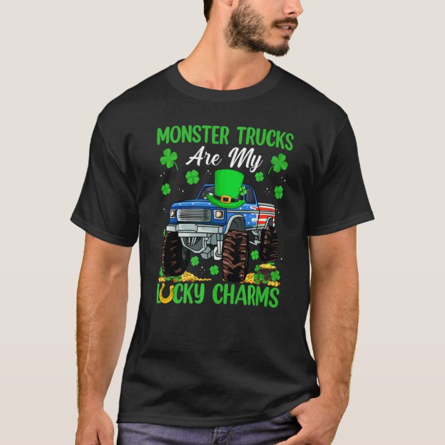 T-shirt Funky Monster Truck are My Lucky Charms St Patrick (Devant)
