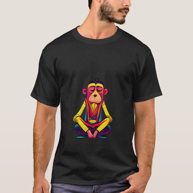 T-shirt Funky Munky Tibetan Lama Monkey Design (Devant)