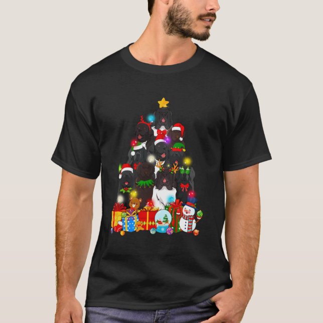 T-shirt Funky Newfoundland Christmas Tree Lights Gift Chig (Devant)