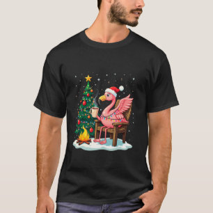 T-shirt Funky Noël Flamant rose Père Noël Lights Winter Me