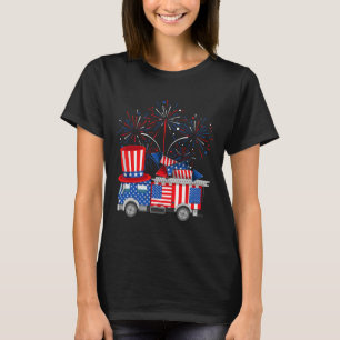 T-shirt Funky Oncle Sam Firetruck Et Fireworks Usa Drapeau