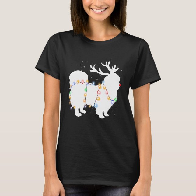 T-shirt Funky Pekingese Chien Tree lumières de Noël Noël N (Devant)