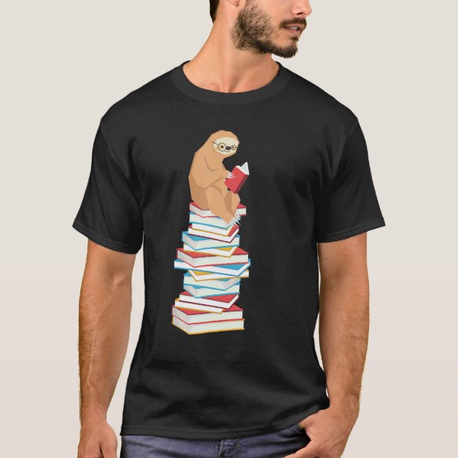 T-shirt Funky Sloth Book Reading School Enseignant Ne (Devant)