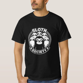 T-shirt Funky "Sloth Society" Noir et Blanc Minimaliste D