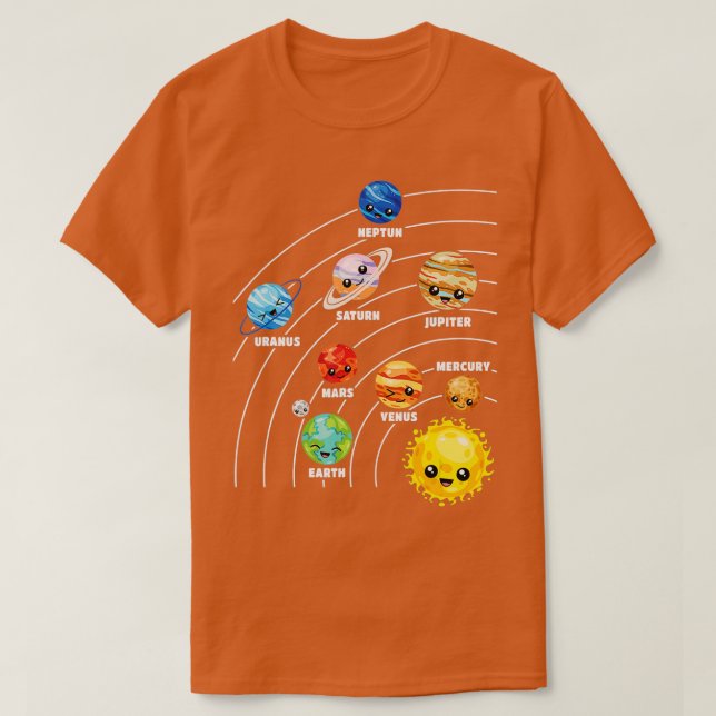 T-shirt Funky Solar System Planètes Science Space Planet U (Design devant)