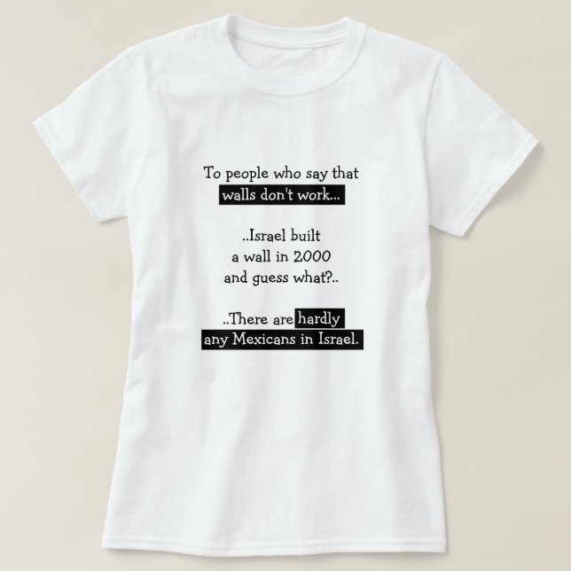 T-shirt Funky Trump Wall Mexique Israël Humour politique T (Design devant)