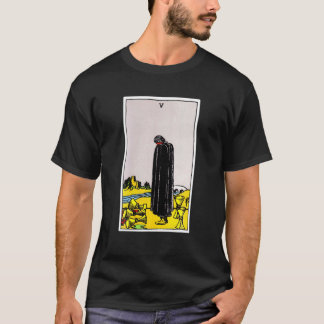 T-shirt Funky Vintage Tarot Card Cinq De Tasses Jeu