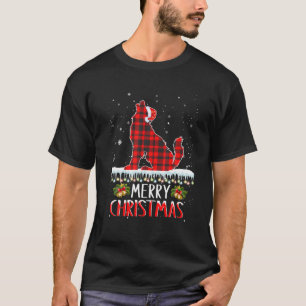 T-shirt Funky Xmas Père Noël Red Plaid Wolf Christmas Paja