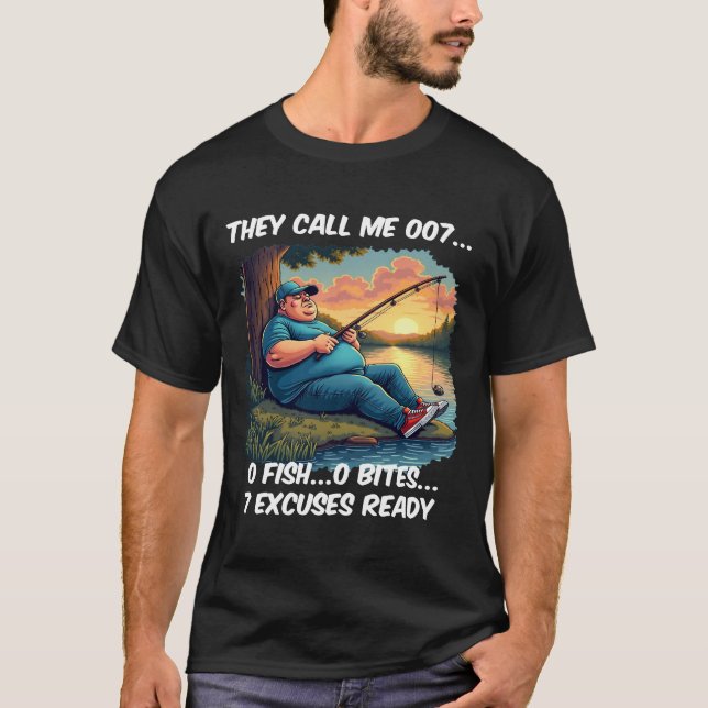 T-shirt Funny 007 Fisherman Excuses Tee (Devant)