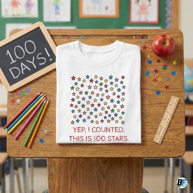 T-shirt Funny 100 Days Of School Yep I Counted 100 Stars (Créateur téléchargé)