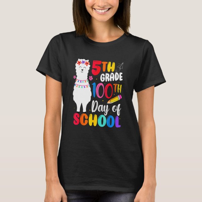 T-shirt Funny 100th Day Of School No Prob Llama Happy 100t (Devant)