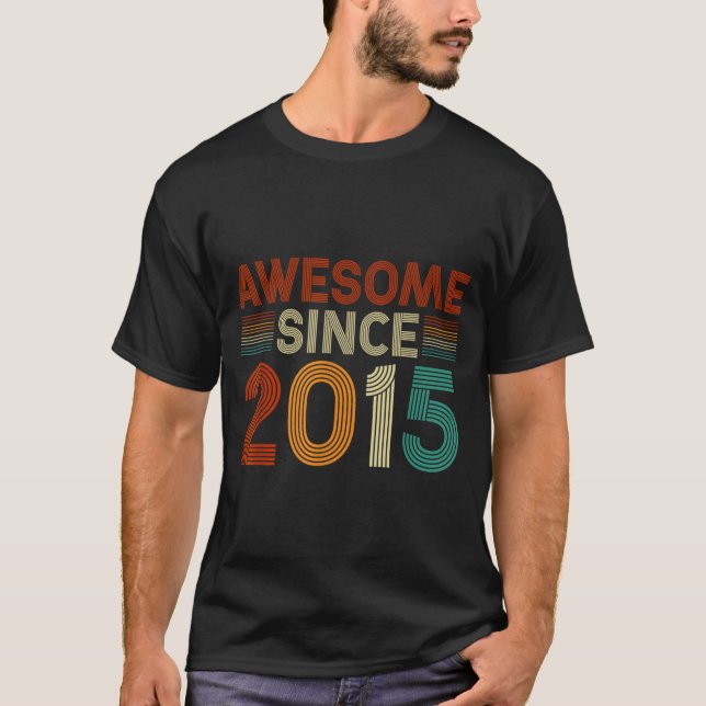 T-shirt Funny 10 Year Old Awesome Since 2015 Birthday Son  (Devant)