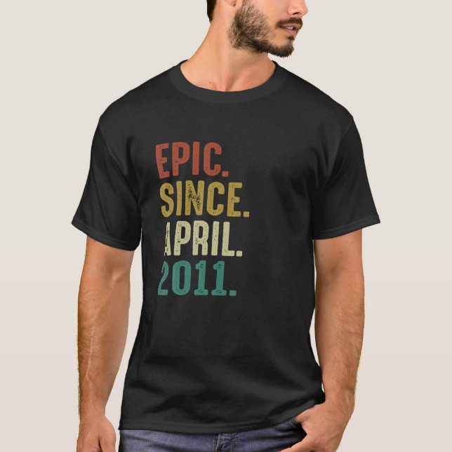 T-shirt Funny 11 Year Old Birthday Gifts Epic Since April (Devant)