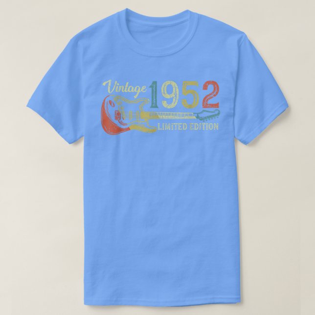 T-shirt Funny 1952 birthday gift for men Guitar Lover 70th (Design devant)
