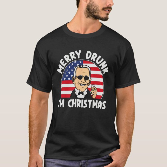 T-shirt Funny 4th of July Merry Drunk I'm Christmas Men &  (Devant)