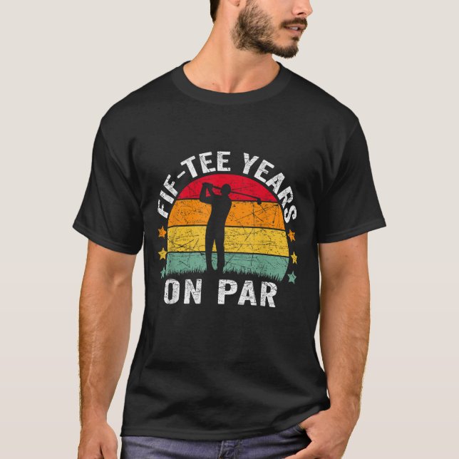 T-shirt Funny 50e Anniversaire Golf Pun Retro Sunset 50 An (Devant)