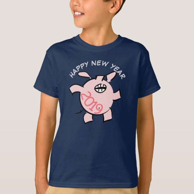 T-shirt Funny 5 Dessin Illustration Cochon Année 2019 Enfa (Devant)