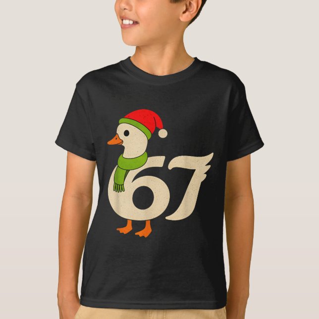 T-shirt Funny 67 Goose Christmas 6 7 Meme Duck Santa Hat F (Devant)