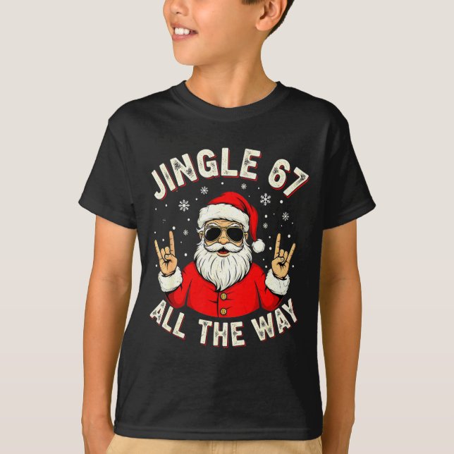 T-shirt Funny 67 Rock On Santa Six Seven Trendy Meme Holid (Devant)