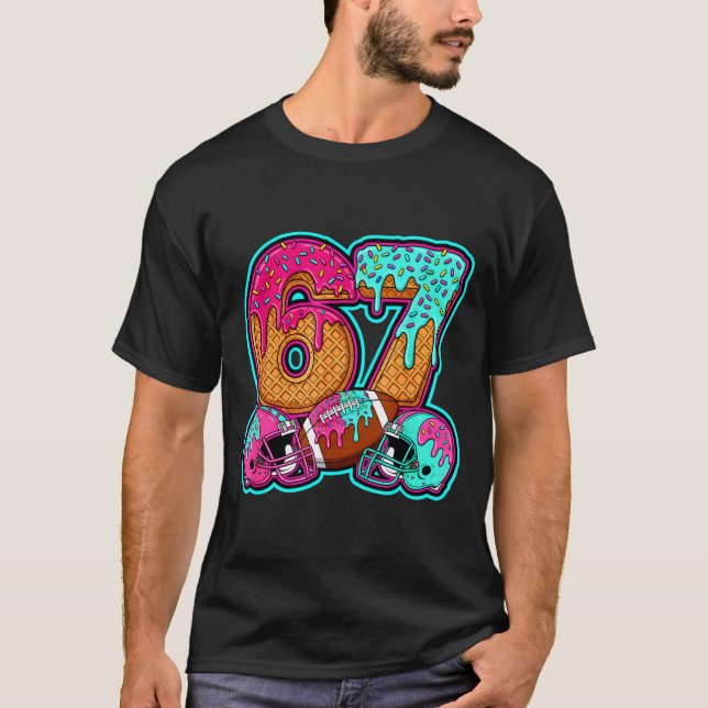 T-shirt Funny 67 Six Seven Meme American Football Number # (Devant)