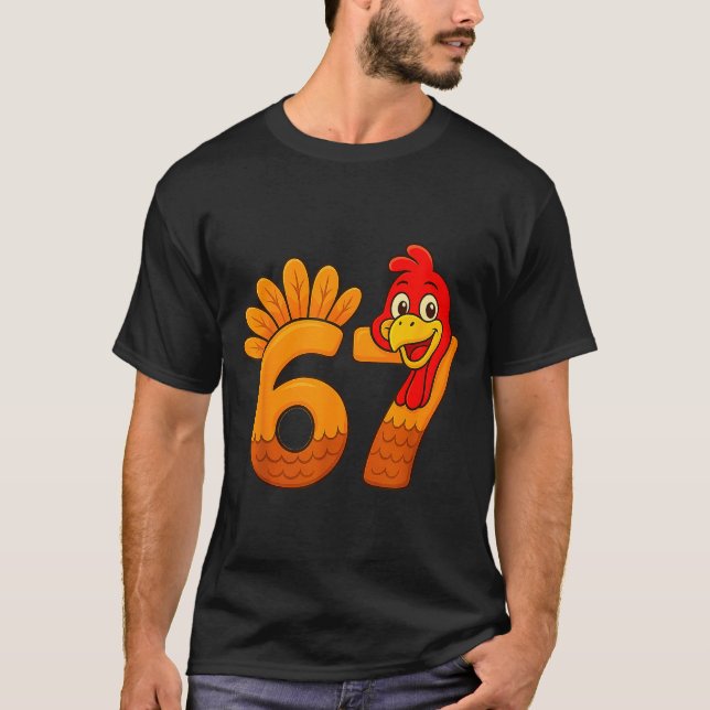 T-shirt Funny 67 Thanksgiving Turkey Face 67 Number  (Devant)