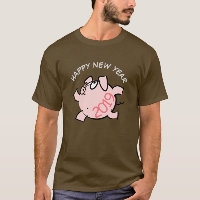 T-shirt Funny 6 Dessin Illustration Pig Année 2019 Homme T (Devant)