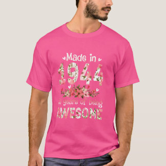 T-shirt Funny 80 ans Floral Fabriqué en 1944 80e anniversa