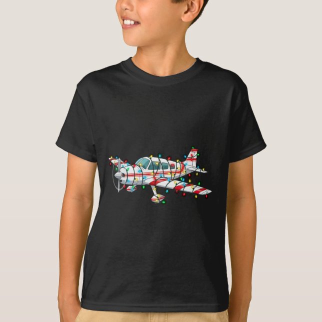 T-shirt Funny Airplane Christmas Graphics Lights Lover Lon (Devant)