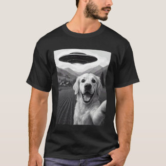 T-shirt Funny Alien UFO Golden Retriever Abduction Selfie