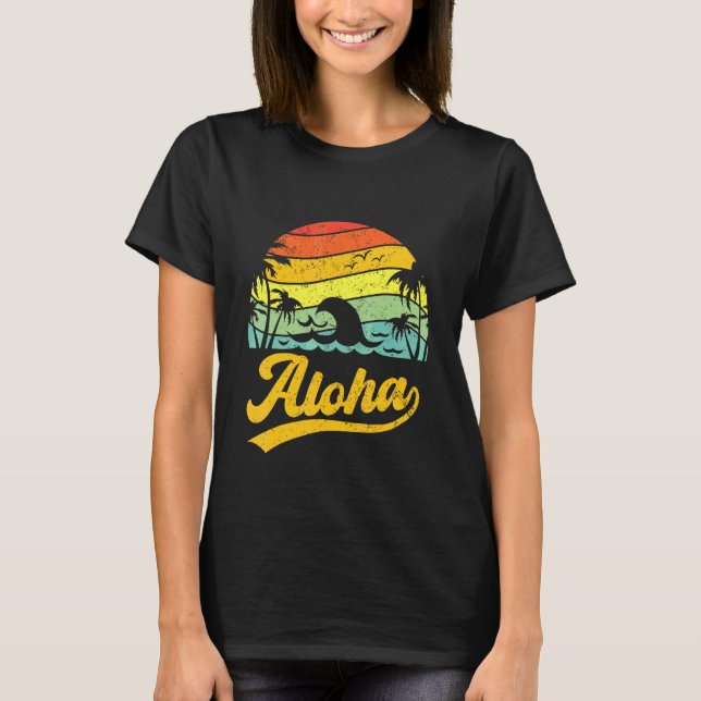 T-shirt Funny Aloha Hawaii Palm Tree Beach Vacation Family (Devant)