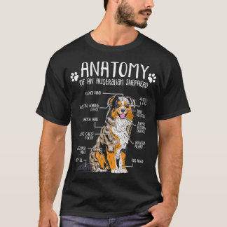 T-shirt Funny Anatomy Australian Shepherd Amoureux des chi