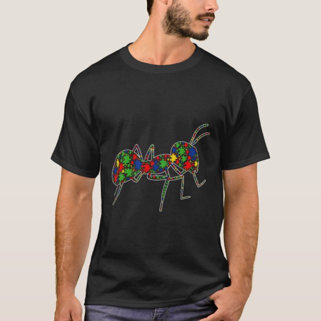 T-shirt Funny Ant Animaux Puzzle Pièces Sensibilisation su (Devant)