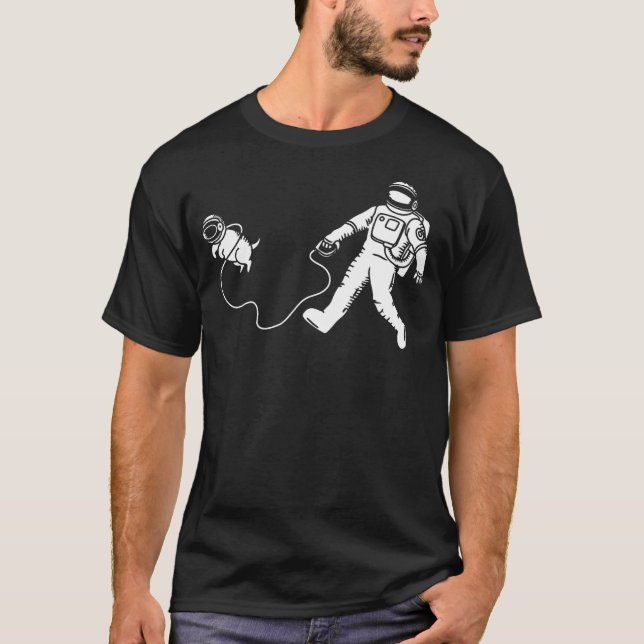 T-shirt Funny Astronaut Walking Space Dog Science Outer Sp (Devant)