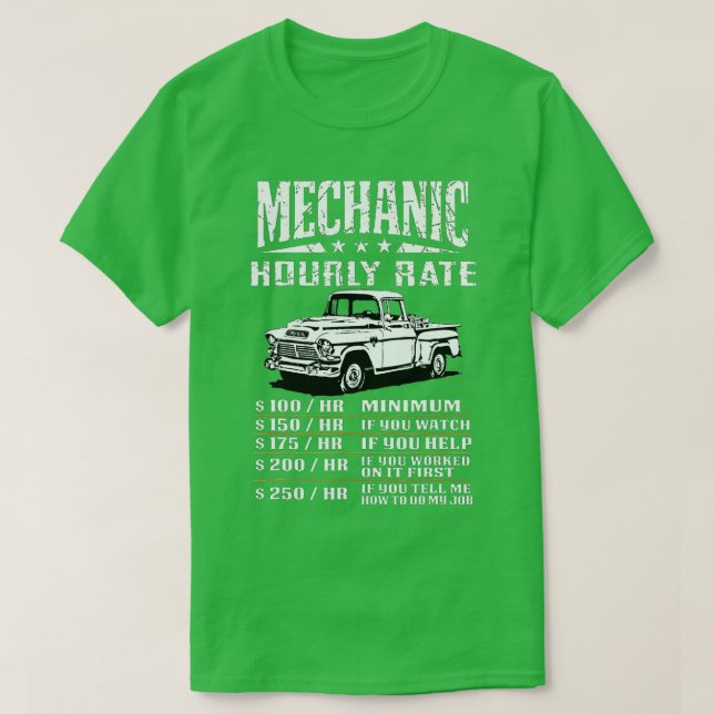 T-shirt Funny Auto mécanique taux horaire Cadeau taux de m (Design devant)