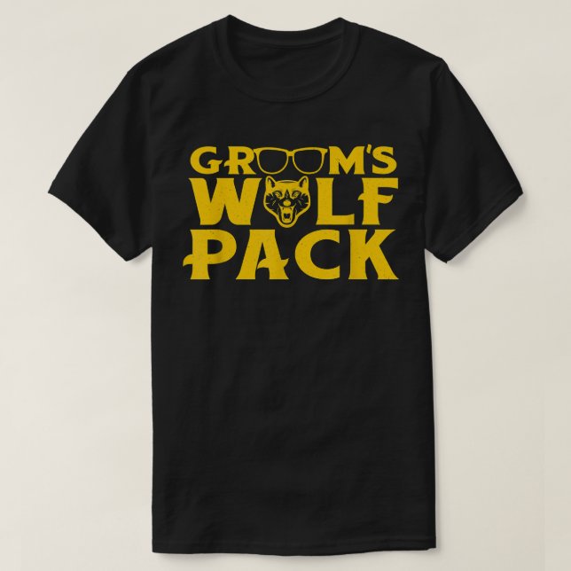 T-shirt Funny Bachelor Party Grooms Wolfpack Wedding Party (Design devant)