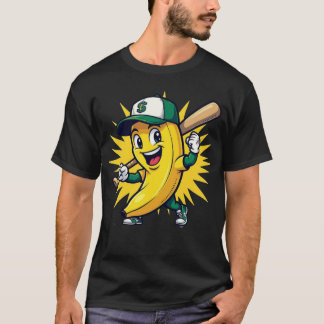 T-shirt Funny Banana Baseball Mascot Logo avec Casquette