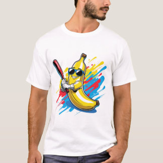T-shirt Funny Banana Swinging Baseball Funny Drip Mascot