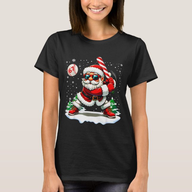 T-shirt Funny Baseball Santa 67 Christmas Xmas Pajamas Boy (Devant)