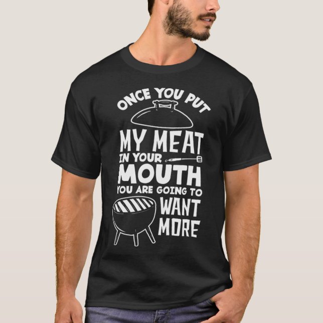 T-shirt Funny BBBQ Grill Smoker My Meat Grill Master a don (Devant)