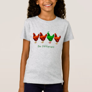 T-Shirt Funny Be Different Green Martian Alien Poulet