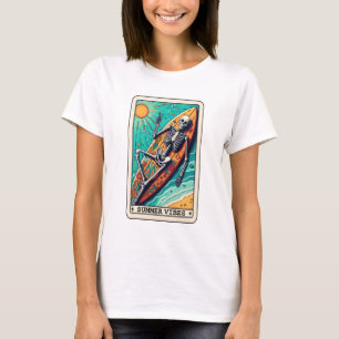 T-shirt Funny Beach Summer Vibes Surfboard Skeleton Tarot