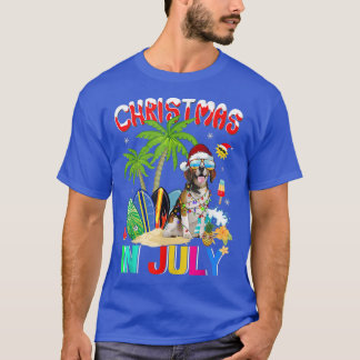 T-shirt Funny Beagles in Santa Hat Sunglasses Christmas In