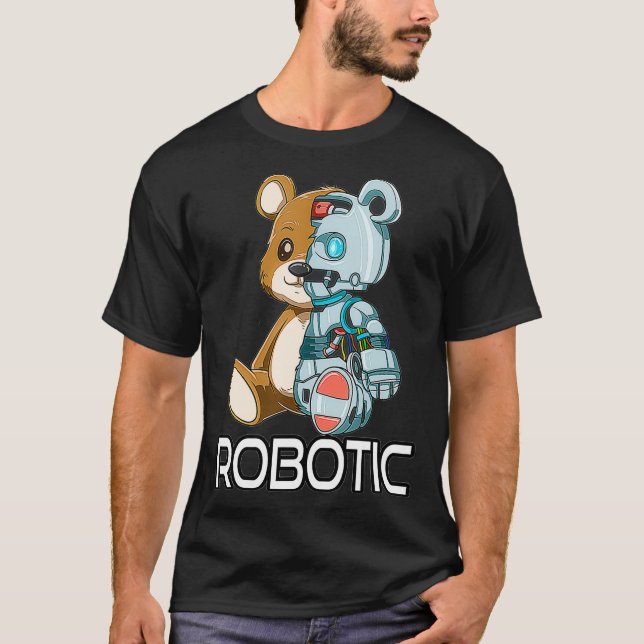 T-shirt Funny Bear Robot Robotic Cuddling Cyborg  (Devant)