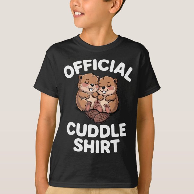T-shirt Funny Beavers Hugging Cuddle  (Devant)