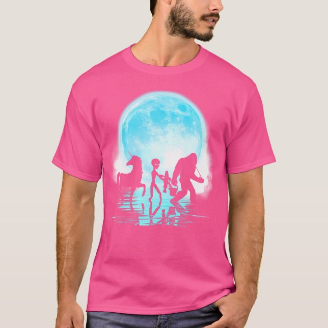 T-shirt Funny Bigfoot Alien Unicorn Pêche (Devant)