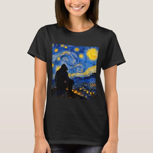 T-shirt Funny Bigfoot Graphic Van Gogh Style Sasquatch Sta (Devant)
